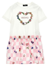 Versace White Dress For Girl With Multicolor Print In Multicolor