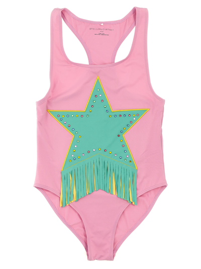 Stella Mccartney Kids' Fringed Star One-piece Swimsuit In Pink