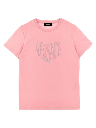 Versace Kids' Embossed Logo T-shirt In Pink