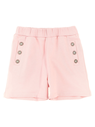 Balmain Kids' Logo Buttons Shorts In Pink