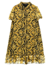 Versace Barocco-print Silk Dress In Multicolor