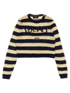 VERSACE LUREX STRIPED SWEATER WITH LOGO EMBROIDERY