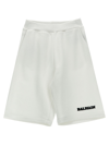 Balmain Logo Print Bermuda Shorts In White/black