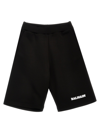 Balmain Logo-print Cotton Shorts In White/black