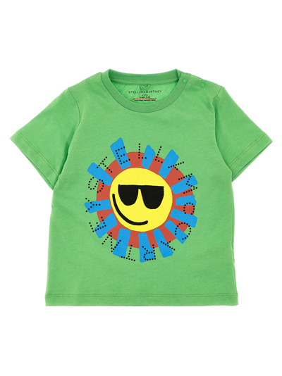 Stella Mccartney Babies' Sun Logo-print Cotton T-shirt In Green