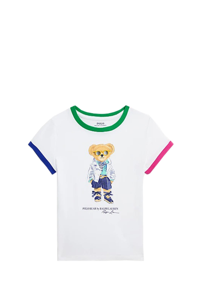 Ralph Lauren Kids' Polo Bear Jersey T-shirt In Bainco