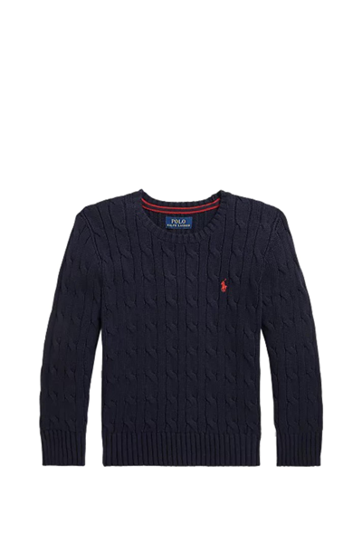 Ralph Lauren Kids' Cotton Cable Sweater In Blu Navy