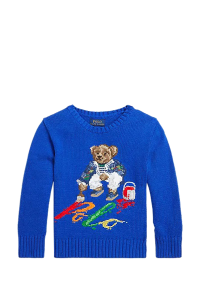 Ralph Lauren Kids' Blue Sweater For Boy With Polo Bear