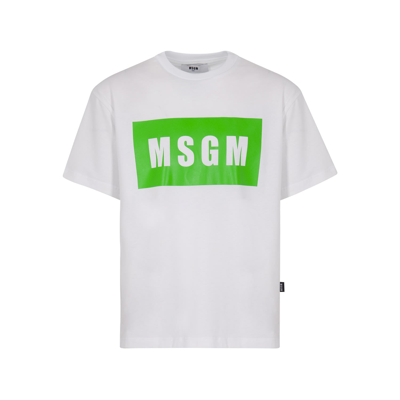 Msgm Kids' T-shirt Con Logo In Bianco