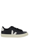 VEJA CAMPO BLACK LOW TOP SNEAKERS WITH CONTRASTING LOGO IN LEATHER WOMAN