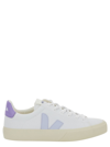 VEJA CAMPO WHITE LOW TOP SNEAKERS WITH VIOLET LOGO IN COTTON WOMAN