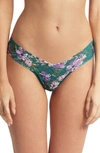 Hanky Panky Low-rise Printed Lace Thong In Flowers In Your Hair