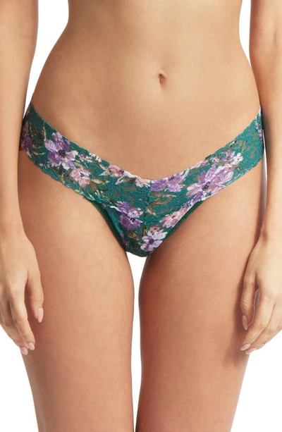 Hanky Panky Printed Low-rise Signature Lace Thong In Flowers In Your Hair