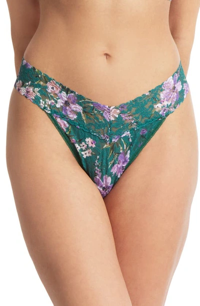 Hanky Panky Printed Original-rise Signature Lace Thong In Flowers In Your Hair
