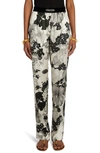 Tom Ford Floral Stretch Silk Satin Pajama Pants In Grey