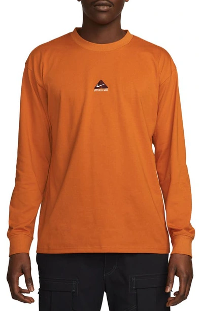 Nike Men's  Acg "lungs" Long-sleeve T-shirt In Campfire Orange/ Summit White