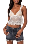 Edikted Jasmine Sheer Lace Crop Tank Top In White