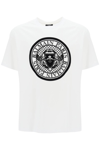 BALMAIN T-SHIRT WITH FLOCKED COIN PRINT