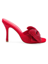 Larroude Women's Elle Slip On Embellished Bow Slide Sandals In Scarlet