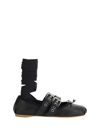 Miu Miu Buckle-embellished Leather Ballerina Flats In Nero