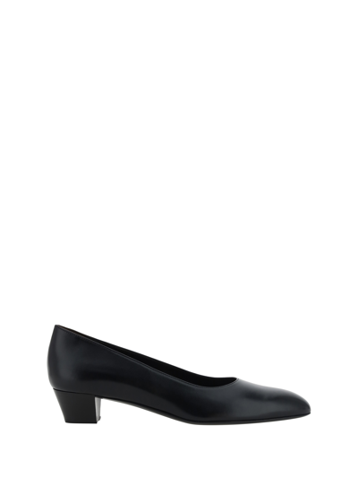 The Row Luisa Leather Block-heel Pumps In Black