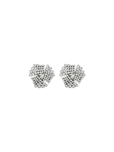 Alessandra Rich Crystal Earrings In Cry-silver