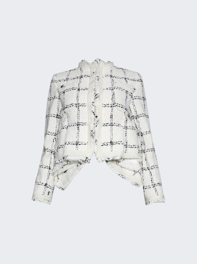 Sacai Tweed Checked Jacket In Off White