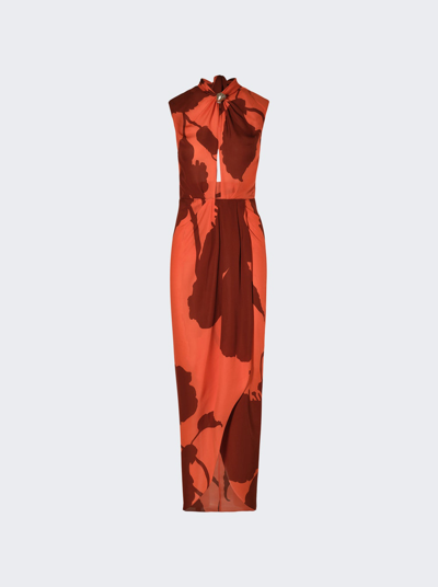 Johanna Ortiz Red Inspiring Vistas Crossover Sleeveless Maxi Dress