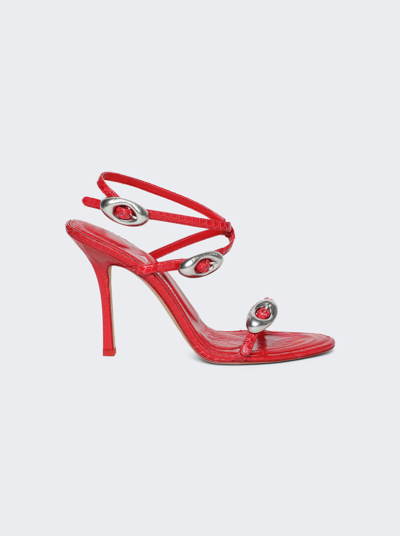 Alexander Wang Dome 105 Strappy Sandal In Bright Red