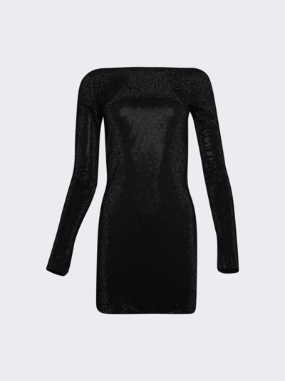 Alexander Wang Clear Bead Hotfix Mini Dress In Black