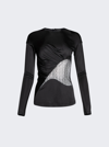 Givenchy Draped Top In Jersey And 4g Lace In Black