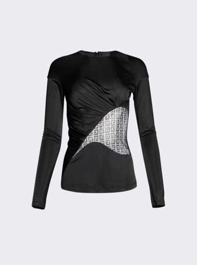 Givenchy Draped Jersey And Lace Top 4g In Black