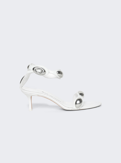 Alexander Wang Dome 65 Mid Heel Goatskin Sandal In Optic White