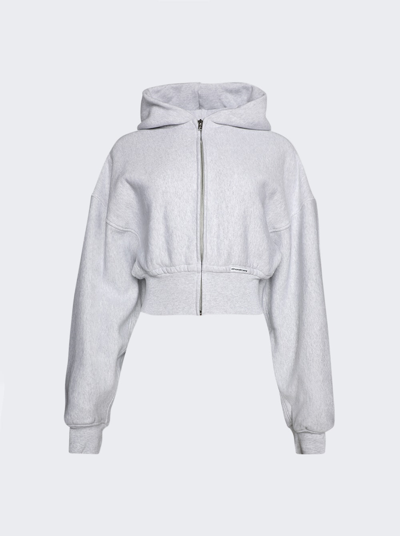 Alexander Wang T Cropped Zip Up Hoodie In Heather Grey