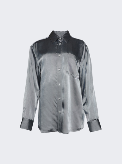 Alexander Wang T Button Up Boyfrined Shirt In Oxford Blue