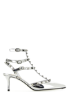 Valentino Silver Leather Rockstud Pumps In Silver