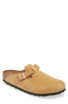 Birkenstock Men's Boston Suede Clogs In Latte Cream