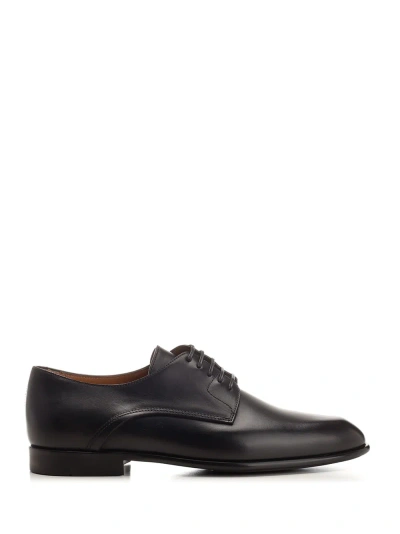 Ferragamo Carmelo Glossed-leather Oxford Shoes In Nero