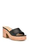 Nine West Oklee8 Womens Cushioned Footbed Faux Leather Platform Sandals In Black