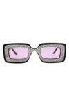 Gucci 49mm Special Edition Crystal Square Sunglasses In Black Pink