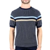 Luchiano Visconti Navy, Beige & Blue Short Sleeve Crewneck In Multi
