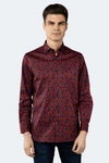 Luchiano Visconti Black And Purple With Bright Red Paisley Shirt In Multi