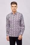 Luchiano Visconti White With Multicolor Leaves Shirt In Multi