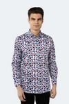 Luchiano Visconti White With Purple, Magenta And Teal Skulls Dripping Shirt In Multi