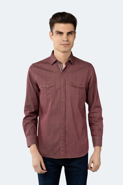 Luchiano Visconti Blush Red Denim Shirt