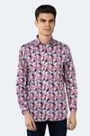 Luchiano Visconti White And Blue Check With Multicolor Swirls Shirt In Multi
