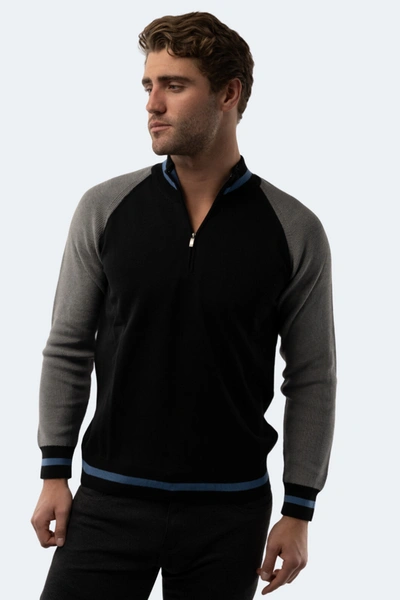 Luchiano Visconti Grey-black Quarter Zip In Multi