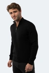 Luchiano Visconti Black Knit Quarter Zip In Black