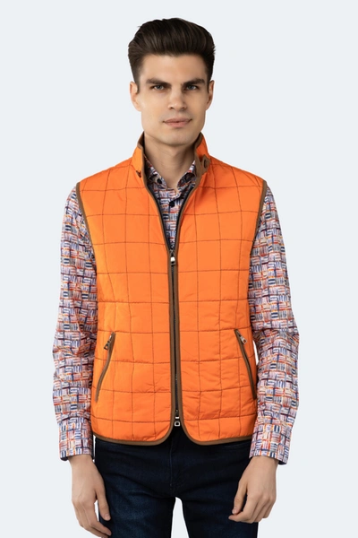 Luchiano Visconti Orange Quilted Zip Up Vest