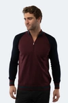 Luchiano Visconti Melange Burgundy Quarter Zip In Multi